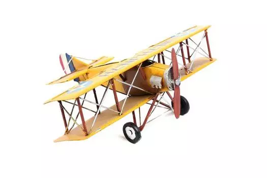 Декоративный металлический самолет-биплан