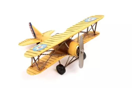 Декоративный металлический самолет-биплан
