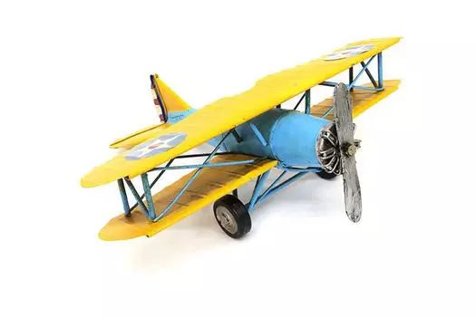 Декоративный металлический самолет-биплан