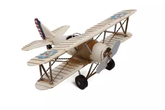 Декоративный металлический самолет-биплан