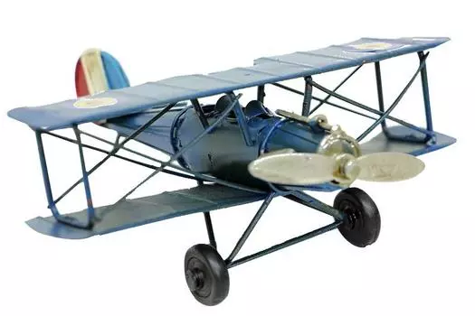 Декоративный металлический самолет-биплан