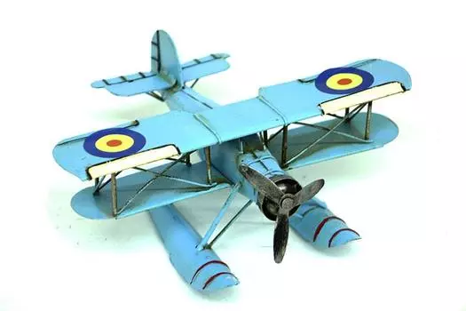 Декоративный металлический самолет-биплан