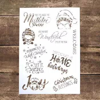 Декоративный многоразовый рождественский трафарет размера А4, трафареты для рисования для поделок, скрабукинг, роспись по дереву, холсту, полу, стенам и плитке