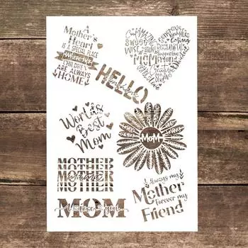 Декоративный многоразовый трафарет для мамы размера А4, трафареты для рисования для поделок, скрабукинг, роспись по дереву, холсту, полу, стенам и плитке