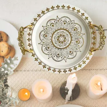 Декоративный поднос для фруктов, европейская столовая посуда, круглая тарелка для еды 32cmx27.5cmx4.7cm