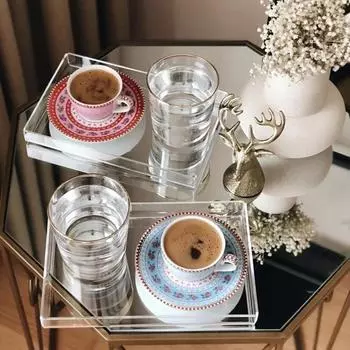 Декоративный поднос из оргстекла, 2 шт., прозрачный