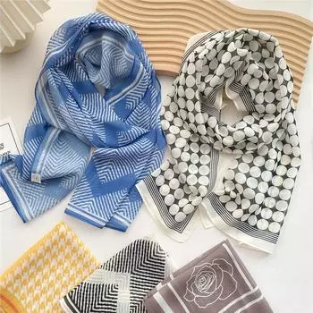 Декоративный простой шелковый шарф с текстурой, женский новый стиль, весна-осень-лето, модный универсальный платок для работы 35*145cm