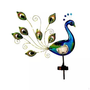 Декоративный садовый столбик Light Metal Peacock Solar Yard Decor Pink Four Colors