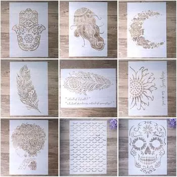 Декоративный трафарет размера А4, шаблон для рисования, трафареты для поделок, скрабукинг, роспись по дереву, холсту, полу, стенам и плитке