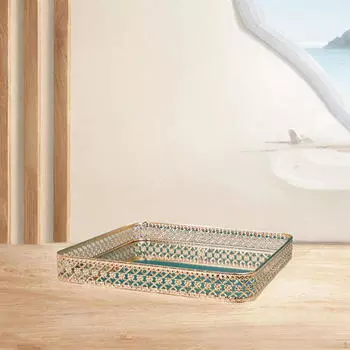 Декоративный зеркальный поднос, косметический макияж, ювелирный брелок-органайзер, зеркальный туалетный столик для