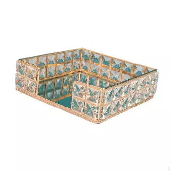 Декоративный зеркальный поднос, сервирующий органайзер для ювелирных изделий, парфюмерный туалетный столик для ключей, десерта золотой