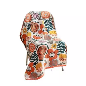 Dekori Большое Пушистое Марлевое Банное Нордическое Милое Впитывающее и Идеальное для Горячего и Спорта и Дизайн Подсолнуха Полотенце, Стиль, Пятислойный Хлопок, Быстросохнущее,