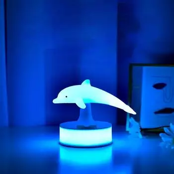 Дельфин 3D красочный маленький ночник с датчиком света для девочек милый креативный зарядный сенсорный светильник для спальни атмосфера настольный светильник Plug in payment