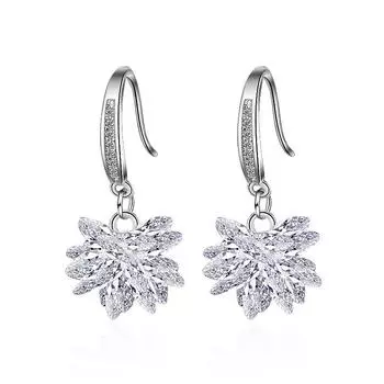 Дельфин Ледяной Цветок Модные Цирконий Сверкающие Классические Серьги-гвоздики для Женщин Ослепительные Женские Элегантные Аксессуары Ювелирные Изделия На Все Времени