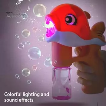 Дельфин машина для мыльных пузырей со светомузыкой герметичный детский ручной автоматический генератор мыльных пузырей шутер игрушка для малышей мальчиков девочек рождественский подарок синий