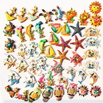 Дельфин Сова Краб-Лягушка Магнит на Холодильник Магнит Наклейка 3D Смола Ручной Работы Подарок Для Путешествий Сувенирная Коллекция Украшения