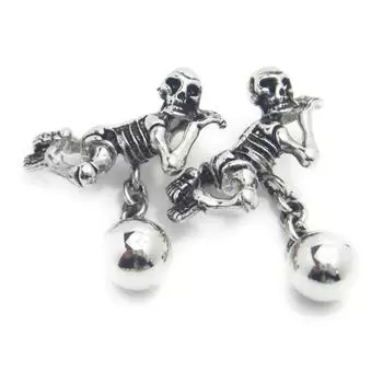 Делайте перерыв время от времени Запонки в виде ленивого скелета Запонки серебряный