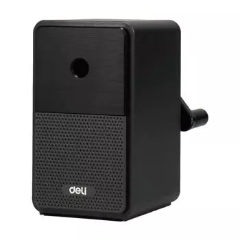 deli E71160 Точилка для карандашей ручная черная черная Простой дизайн Компактная и стильная С функцией автоматической подачи ручки Большая вместимость пылесборника для легкого