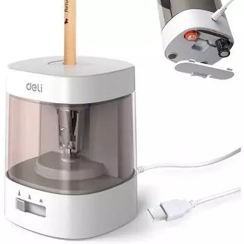 Deli Electric Pencil Electric School Dry Power Not Drawing Elementary School Color Art Sharpener, точилка, подготовка, карандаш 6-8 мм, аккумулятор/USB