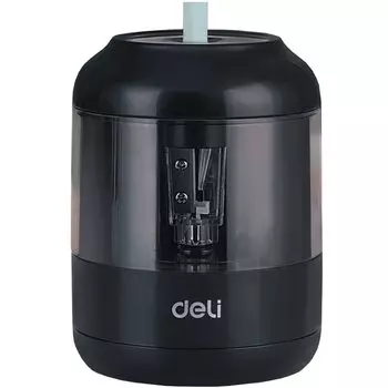 Deli Electric Pencil School Seconds Быстрая заточка электрическая точилка Вольфрамовая сталь Длинная батарея Простая в использовании для маленьких и подходит для рисования чёрный