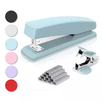 deli Stapler Desktop Stapler 25 Sheets Stapler 1000 Sheets with Staples and Staple Remover Blue