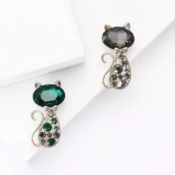 Delicate And Simple Rhinestone Hollow Cat Brooch High-End Cute Women S Suit Cardigan Corsage Jewelry Pin