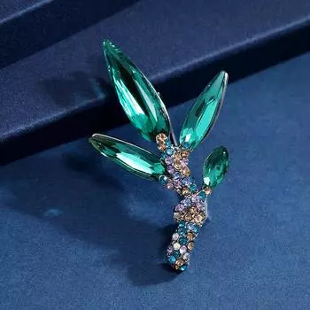 Delicate bamboo leaf crystal high-end brooch femininity fashionable simple pin anti-light brooch retro literary accessories зелёный