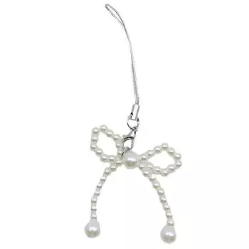 Delicate Beaded Pendant Keychain Fashionable Bowknot Phone Straps Chain Ornament Cute Phone Chain Pendant Accessory T1