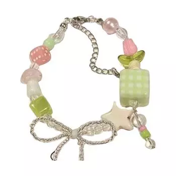 Delicate Bowknot Accent Pearl Bracelet Soft Pastel Design Lightweight Comfort Fit Adjustable Chain For Daily Wear