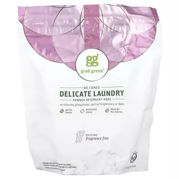 Delicate Laundry Powder Detergent Pods, Fragrance Free, 60 Loads, 600G (1Lb 4Oz)