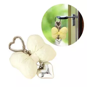 Delicate Love Heart Keychain Charm Versatile Cotton Bowknot Keyrings Bowknot Key Accessory for Fashion Enthusiasts