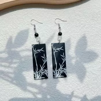 Delicate New Chinese Style Ear Hooks Fashion Acrylic Ear Ornament Ink Painting Earrings Cheongsam style 7