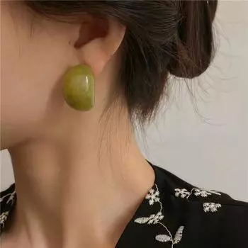 Delicate Pebble Shape Earrings Exquisite Drop Pendant Earrings Water Drop Ear Stud Lady/Gifts coffee-l