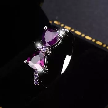 Нежное фиолетовое кольцо-бабочка из циркона, женское блестящее кольцо из циркона, ювелирное украшение, помолвочное кольцо на годовщину, бестселлер ювелирных изделий 10 фиолетовый
