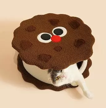 Delicious Sandwich Biscuit Pet Bed - Warm Cat House & Dog Nest for Autumn and Winter 50cm x 50cm x 20cm коричневый