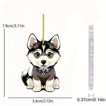 Delightful Acrylic 2d Husky Dog Keychain Car Decoration For Personal Accessories