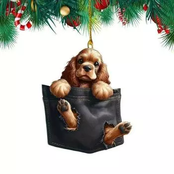 Delightful Dog Cartoon Acrylic Mirror Hanging Ornament Great For Car Decor Interior