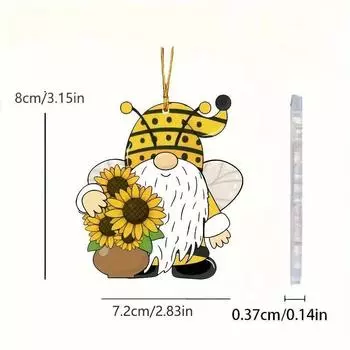Delightful Flat Acrylic Sunflower Gnome Rabbit Car Hanging Ornament For Interior Decor