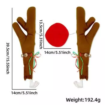 Delightful Holiday Car Decor Featuring Brown And Khaki Plush Reindeer Antlers Brown Car Antlers