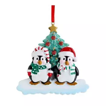Delightful Penguin Resin Family Christmas Decorations Fun Holiday Ornament Set Family 2 Penguin