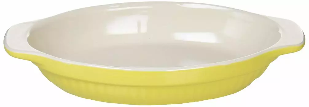 DELISH KITCHEN Блюдо для запекания из жемчужного металла, желтое, 22 x 14 см, глубокая овальная жаропрочная тарелка L-1891