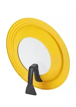 DELISH KITCHEN Pearl Metal Lid Yellow Outer Diameter x Height Silicone Processed with Window 29.5 8.5cm HB-4239