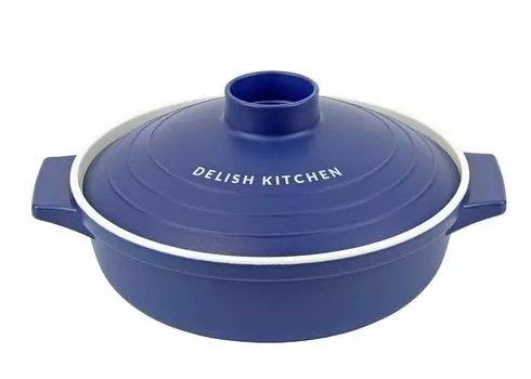 Delish Kitchen Pearl Metal Принадлежности для приготовления пищи в микроволновой печи Кастрюля для приготовления пищи в микроволновой печи темно-синего цвета 18 см CC-1346 тёмно-синий