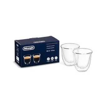 DeLonghi Double Wall Glass Espresso 60ml (Set of 2) DWG2S-060 Transparent
