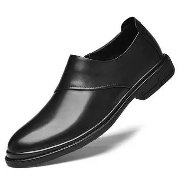 Деловая кожаная обувь из воловьей кожи с верхним слоем. Мужская обувь из натуральной кожи для отдыха и развлечений. 38 чёрный