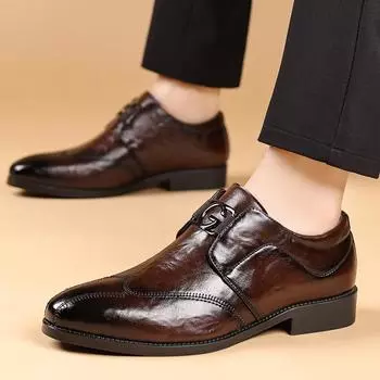 Деловая мужская обувь из лакированной кожи, мужские броги, туфли Fo Man, модельные туфли, лоферы, острый нос, мужская обувь больших размеров для мужчин 38 чёрный