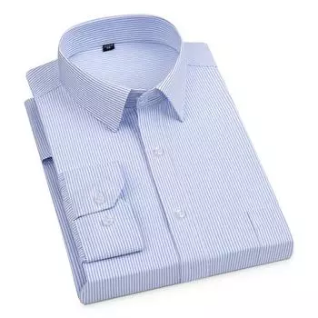 Деловая мужская полосатая рубашка с длинными рукавами, мужская профессиональная официальная одежда без глажки, молодежная рабочая одежда, рабочая одежда, мужская рубашка M