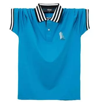 Деловая мужская рубашка поло, модная свободная дышащая футболка с коротким рукавом M чёрный