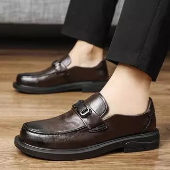 Деловая повседневная кожаная обувь Мужская обувь Мокасины в стиле ретро Мужская обувь на плоской подошве 39 чёрный