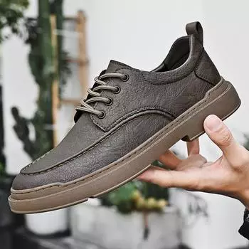 Деловая повседневная кожаная обувь. Новые мужские нескользящие дышащие универсальные туфли-броги на мягкой подошве на шнуровке. 38 чёрный